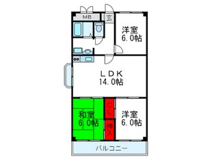 北大阪ハイツの物件間取画像